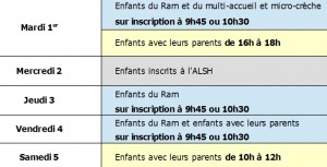 tableau programme