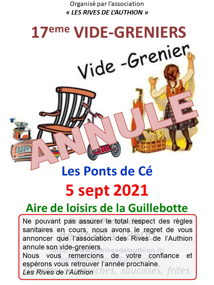 ANNULE - Vide Greniers des Rives de l'Authion à la Guillebotte