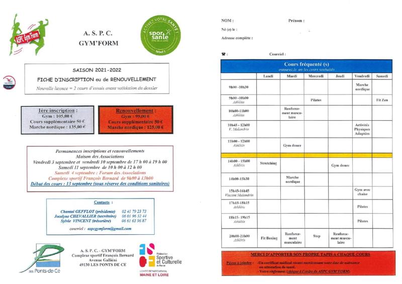 ASPC GYM'FORM - Cours d'essai gratuits