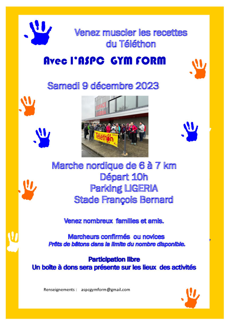 TELETHON 2023 - MARCHE NORDIQUE AVEC L'ASPC GYM'FORM