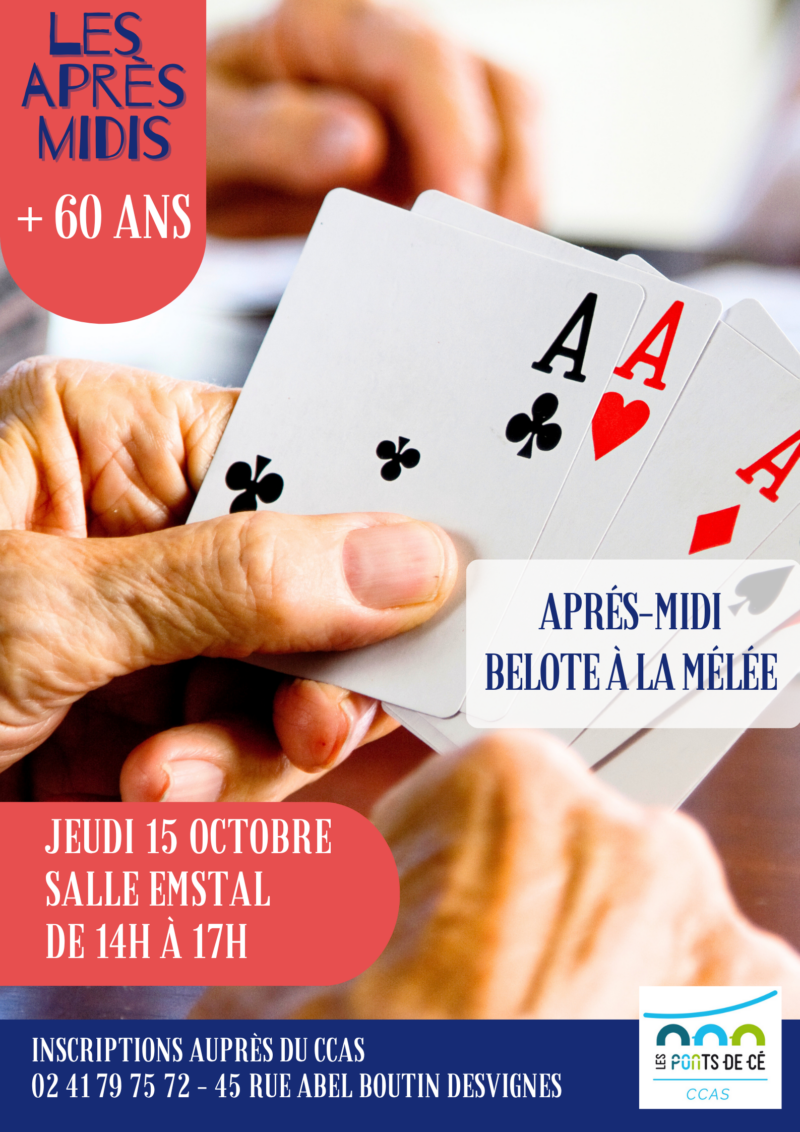 Les après-midis + 60 ans - belote à la mêlée